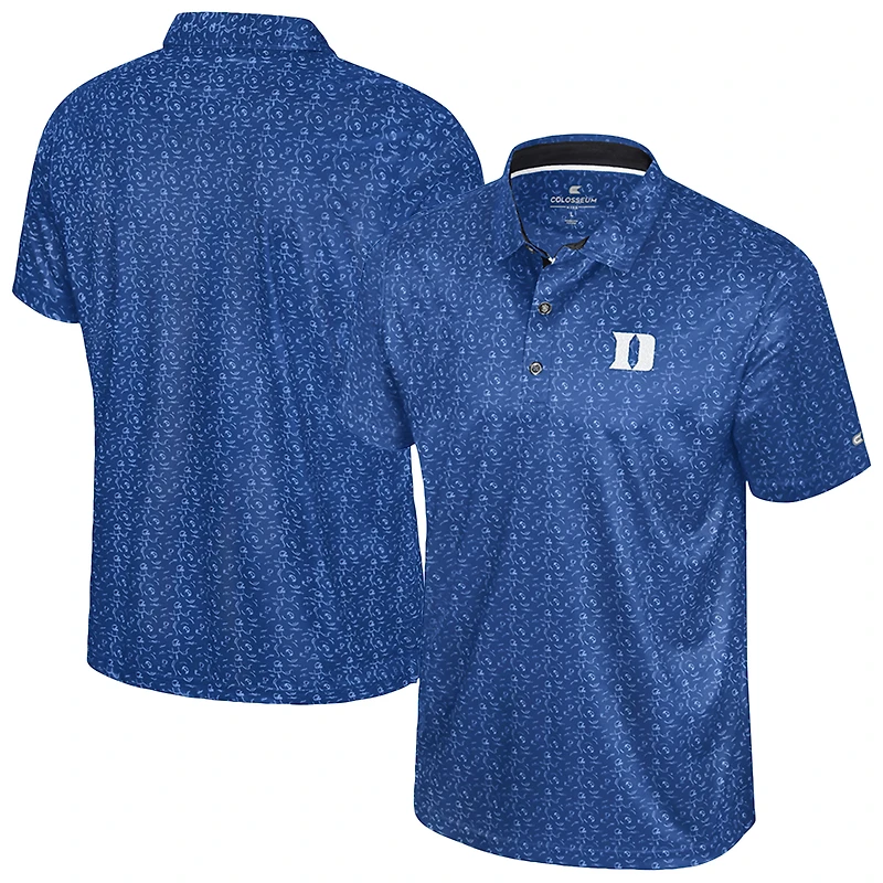 Men's Colosseum Royal Duke Blue Devils Football Print Polo