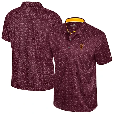 Men's Colosseum  Maroon Arizona State Sun Devils Football Print Polo