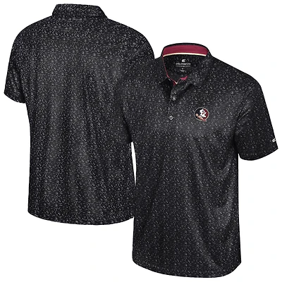 Men's Colosseum  Black Florida State Seminoles Football Print Polo