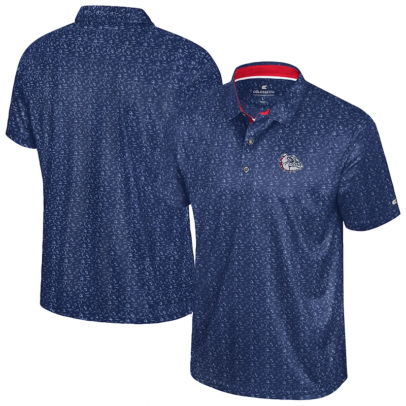 Men's Colosseum Navy Gonzaga Bulldogs Football Print Polo