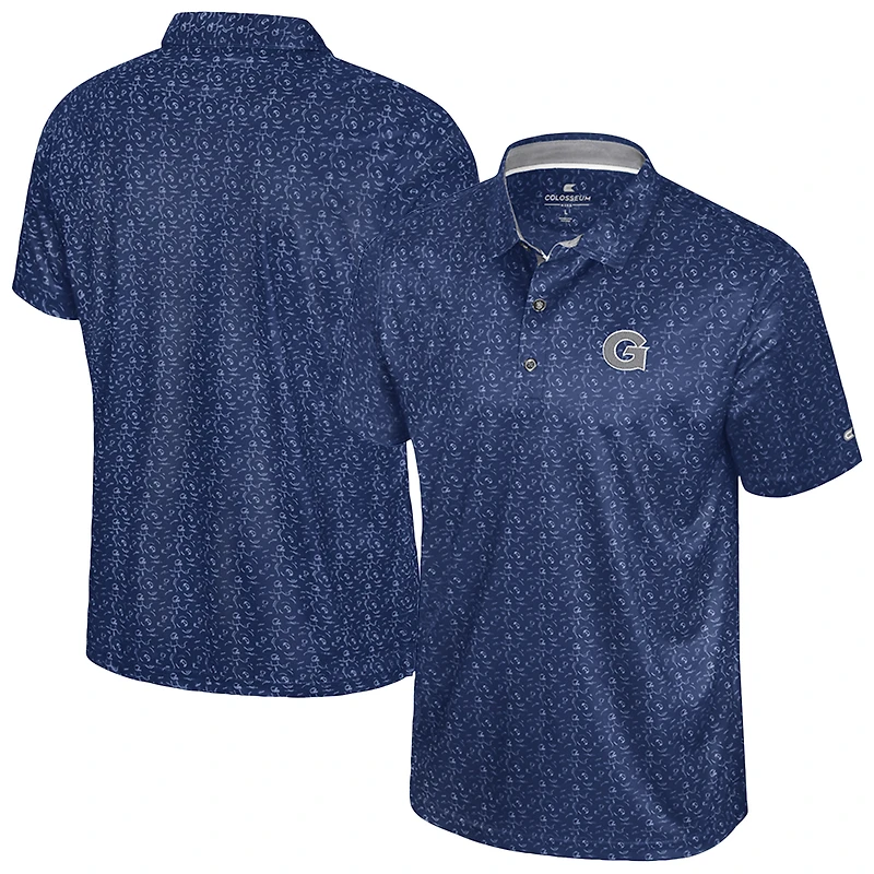 Men's Colosseum  Navy Georgetown Hoyas Football Print Polo