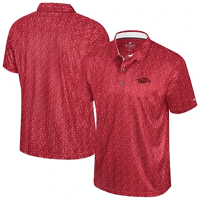 Men's Colosseum  Cardinal Arkansas Razorbacks Football Print Polo
