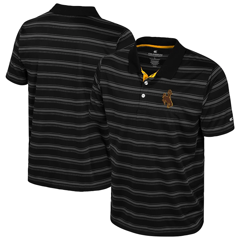 Men's Colosseum  Black Wyoming Cowboys Milk Steak Polo