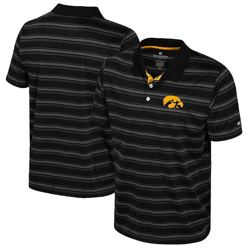 Men's Colosseum  Black Iowa Hawkeyes Milk Steak Polo