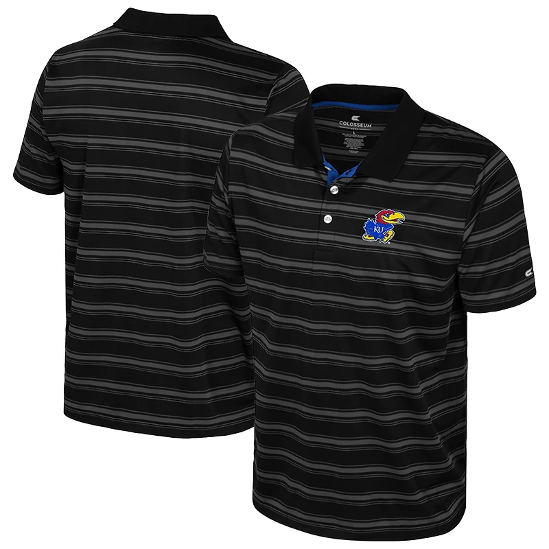 Men's Colosseum  Black Kansas Jayhawks Milk Steak Polo