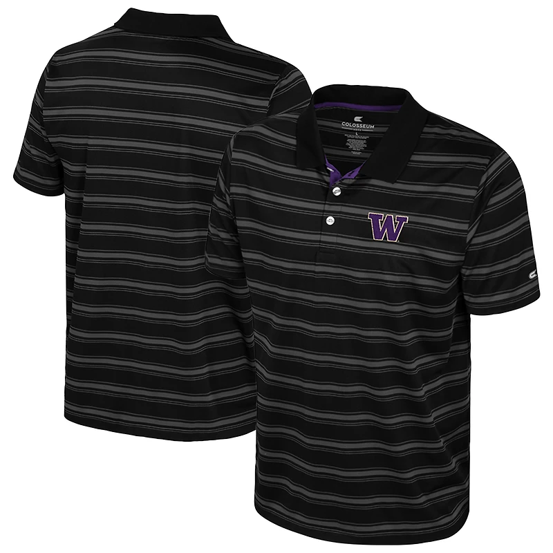 Men's Colosseum  Black Washington Huskies Milk Steak Polo