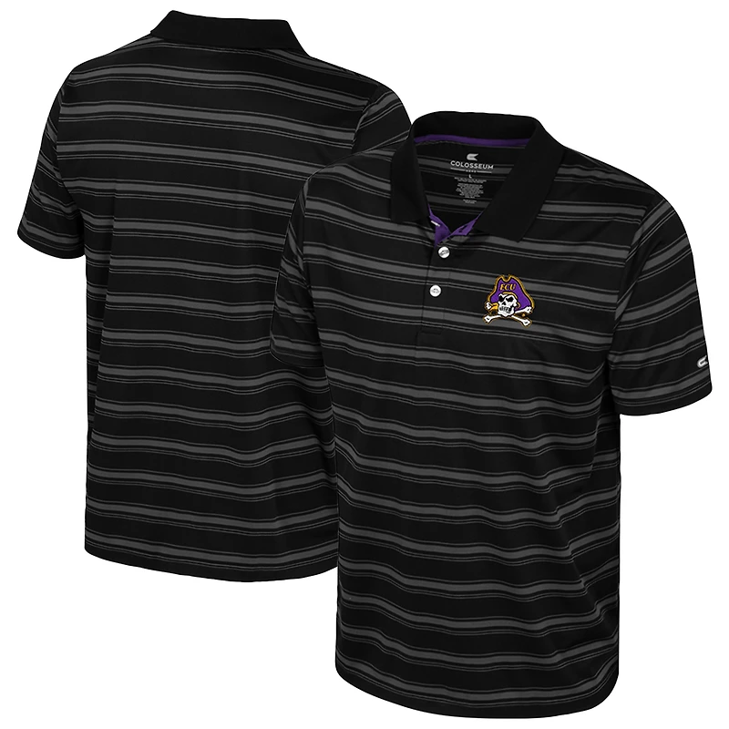 Men's Colosseum  Black ECU Pirates Milk Steak Polo