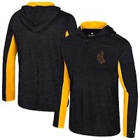 Men's Colosseum Black Wyoming Cowboys Always Sunny Quarter-Zip Hoodie