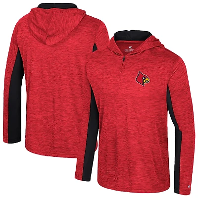 Men's Colosseum Red Louisville Cardinals Always Sunny Quarter-Zip Hoodie