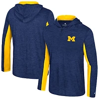 Men's Colosseum Navy Michigan Wolverines Always Sunny Quarter-Zip Hoodie