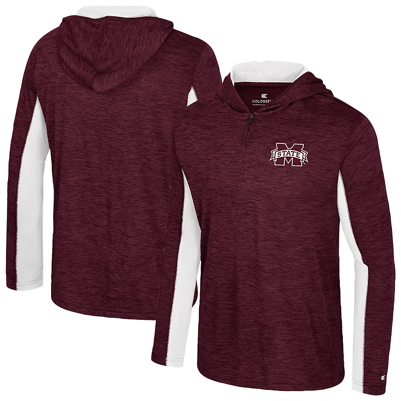 Men's Colosseum Maroon Mississippi State Bulldogs Always Sunny Quarter-Zip Hoodie