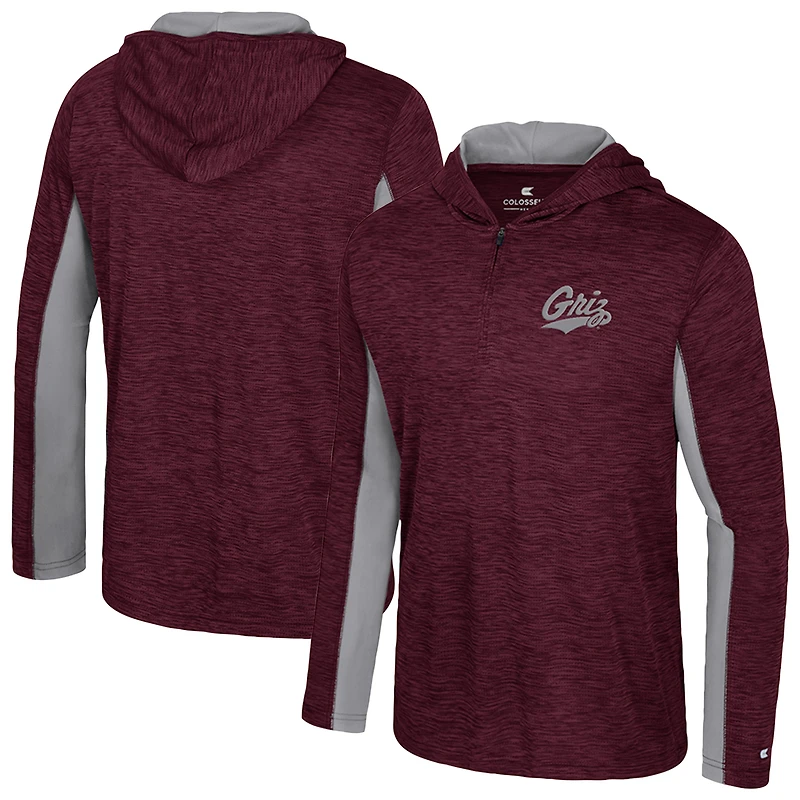Men's Colosseum Maroon Montana Grizzlies Always Sunny Quarter-Zip Hoodie