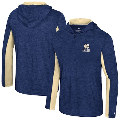 Men's Colosseum Navy Notre Dame Fighting Irish Always Sunny Quarter-Zip Hoodie