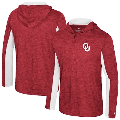 Men's Colosseum Crimson Oklahoma Sooners Always Sunny Quarter-Zip Hoodie