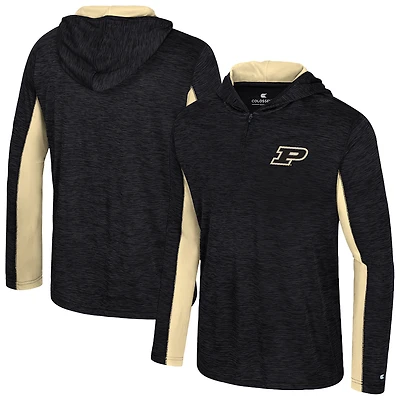 Men's Colosseum Black Purdue Boilermakers Always Sunny Quarter-Zip Hoodie