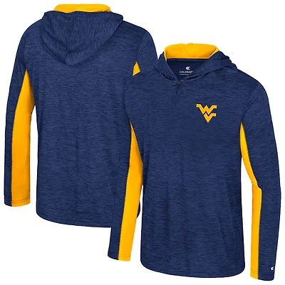 Men's Colosseum Navy West Virginia Mountaineers Always Sunny Quarter-Zip Hoodie