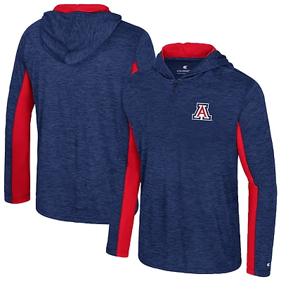 Men's Colosseum Navy Arizona Wildcats Always Sunny Quarter-Zip Hoodie