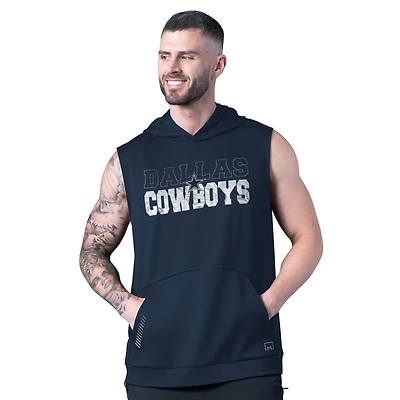 Men's MSX by Michael Strahan Navy Dallas Cowboys Tri-Blend Rebound Sleeveless Hoodie