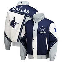 Men's Pro Player Navy/Silver Dallas Cowboys Tape Full-Zip Hooded Jacket