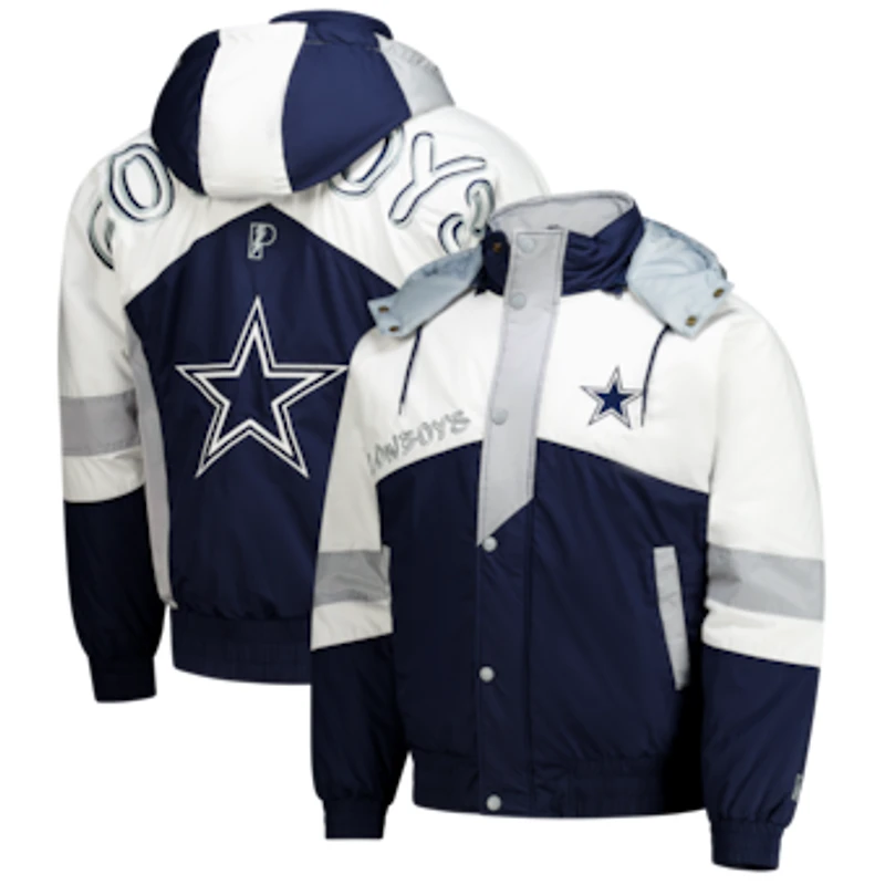 Men's Pro Player Navy/Silver Dallas Cowboys Shoulder To Shoulder Polyfill Full-Zip Hooded Jacket