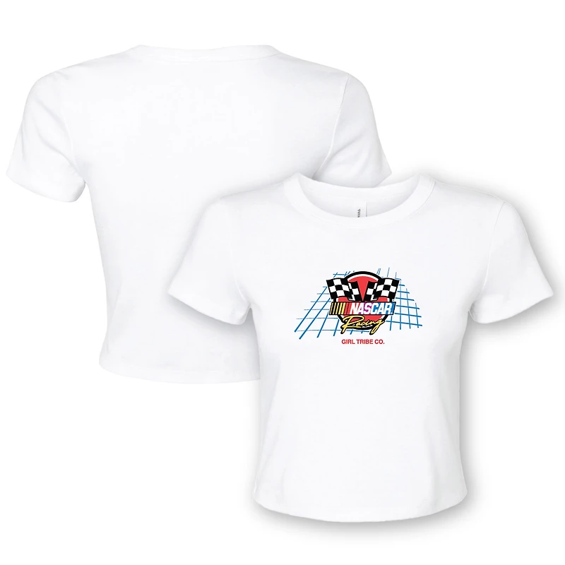 Women's Girl Tribe Co. White NASCAR 90's Baby T-Shirt