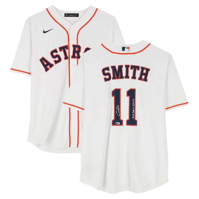 Cam Smith Houston Astros Autographed White Nike Replica Jersey with "MLB Debut 3/27/25" Inscription