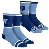Unisex Rock Em Socks  Memphis Grizzlies 2-Pack Color Block Crew Socks Set