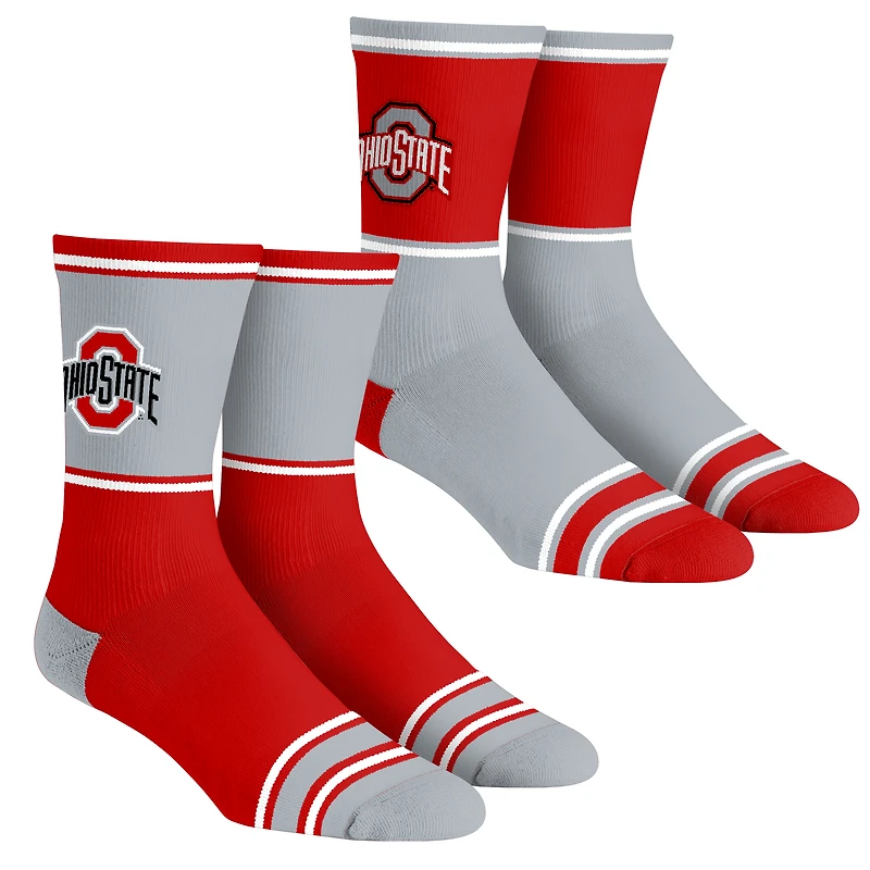 Unisex Rock Em Socks Ohio State Buckeyes 2-Pack Color Block Crew Socks Set