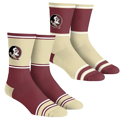 Unisex Rock Em Socks Florida State Seminoles 2-Pack Color Block Crew Socks Set
