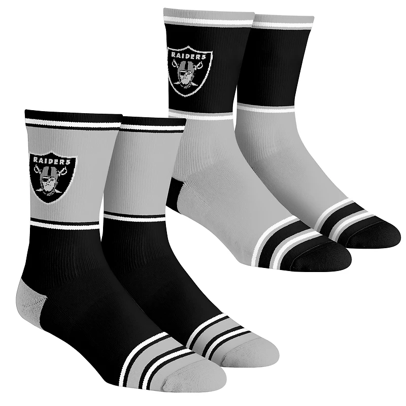 Unisex Rock Em Socks Las Vegas Raiders 2-Pack Color Block Crew Socks Set