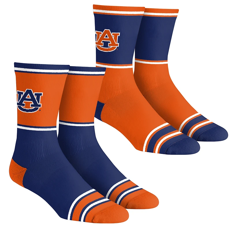 Youth Rock Em Socks Auburn Tigers 2-Pack Color Block Crew Socks Set
