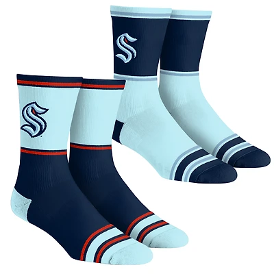 Youth Rock Em Socks  Seattle Kraken 2-Pack Color Block Crew Socks Set