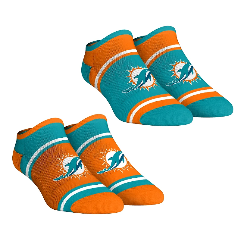 Unisex Rock Em Socks  Miami Dolphins 2-Pack Color Block Low Cut Socks Set