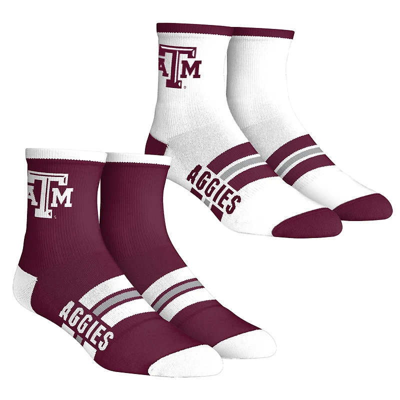 Unisex Rock Em Socks  Texas A&M Aggies 2-Pack Multi Stripe Quarter Socks Set