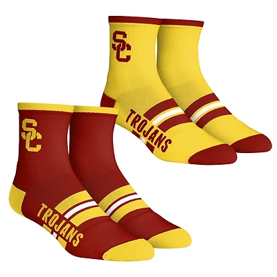 Unisex Rock Em Socks  USC Trojans 2-Pack Multi Stripe Quarter Socks Set