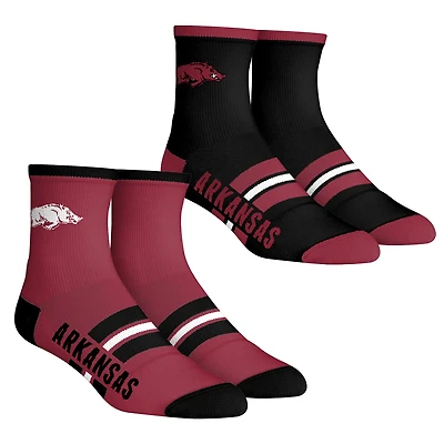 Unisex Rock Em Socks  Arkansas Razorbacks 2-Pack Multi Stripe Quarter Socks Set