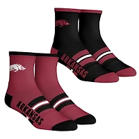 Unisex Rock Em Socks  Arkansas Razorbacks 2-Pack Multi Stripe Quarter Socks Set