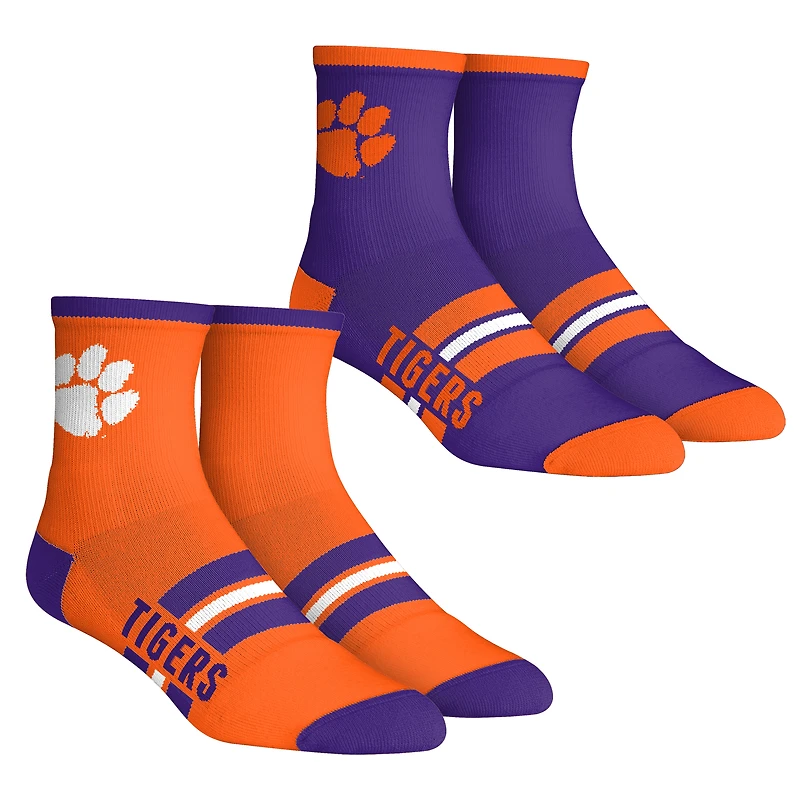 Youth Rock Em Socks  Clemson Tigers 2-Pack Multi Stripe Quarter Socks Set