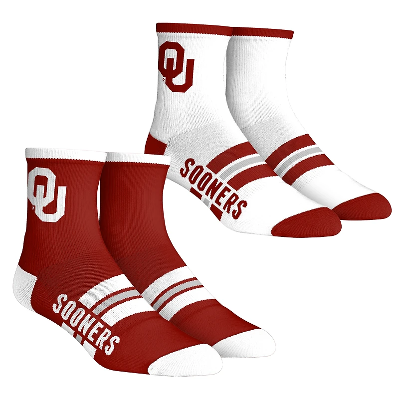 Youth Rock Em Socks  Oklahoma Sooners 2-Pack Multi Stripe Quarter Socks Set