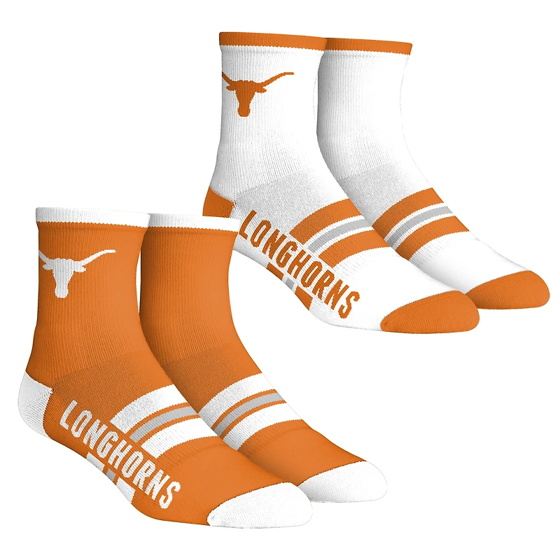 Youth Rock Em Socks Texas Longhorns 2-Pack Multi Stripe Quarter Socks Set