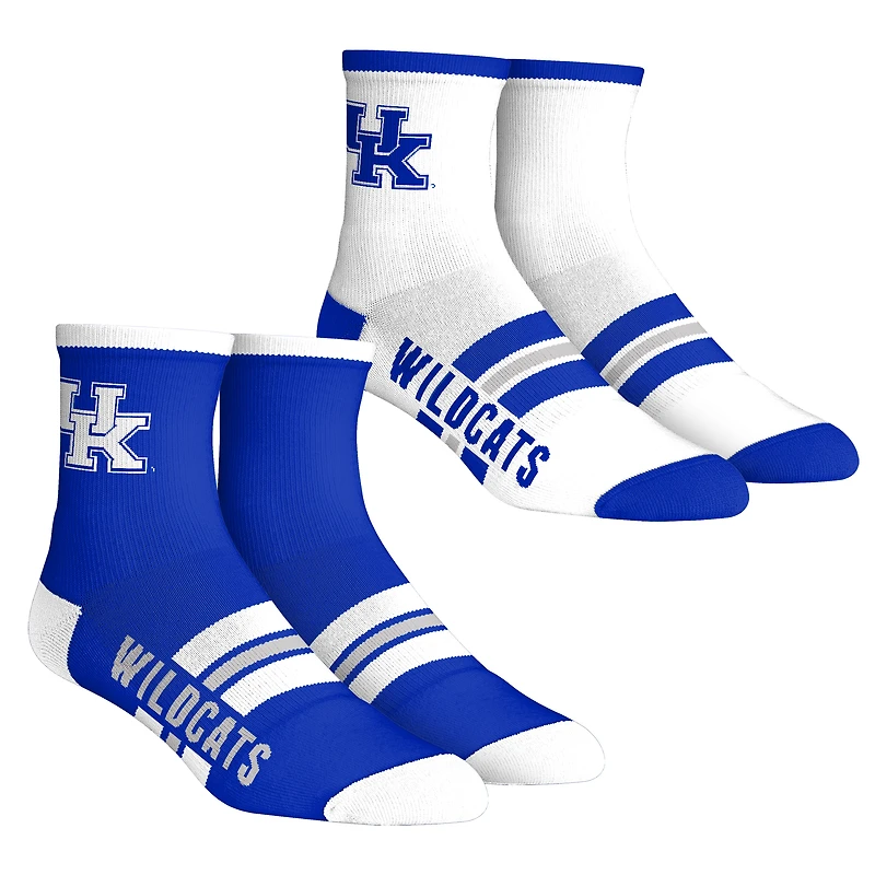 Youth Rock Em Socks  Kentucky Wildcats 2-Pack Multi Stripe Quarter Socks Set