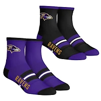 Youth Rock Em Socks  Baltimore Ravens 2-Pack Multi Stripe Quarter Socks Set