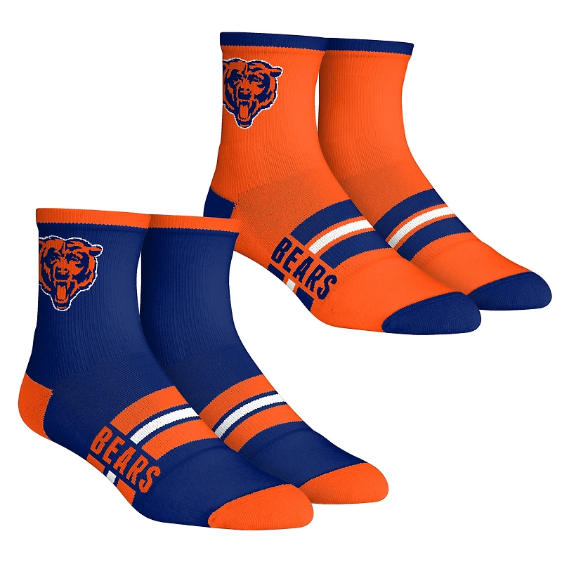 Youth Rock Em Socks  Chicago Bears 2-Pack Multi Stripe Quarter Socks Set