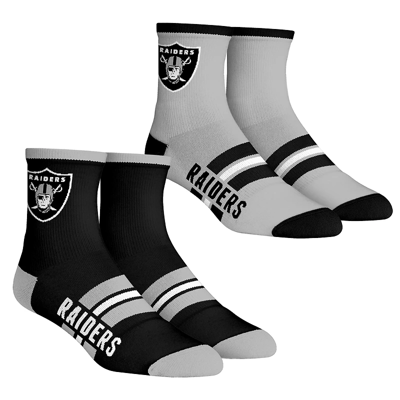 Youth Rock Em Socks  Las Vegas Raiders 2-Pack Multi Stripe Quarter Socks Set