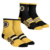 Youth Rock Em Socks  Boston Bruins 2-Pack Multi Stripe Quarter Socks Set