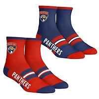 Youth Rock Em Socks  Florida Panthers 2-Pack Multi Stripe Quarter Socks Set