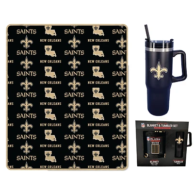 Pegasus New Orleans Saints 60" x 70" Logo Blanket and 30oz Stainless Steel Tumbler Combo