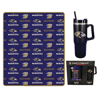 Pegasus Baltimore Ravens 60" x 70" Logo Blanket and 30oz Stainless Steel Tumbler Combo