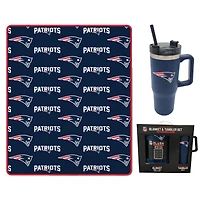 Pegasus New England Patriots 60" x 70" Logo Blanket and 30oz Stainless Steel Tumbler Combo