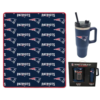 Pegasus New England Patriots 60" x 70" Logo Blanket and 30oz Stainless Steel Tumbler Combo